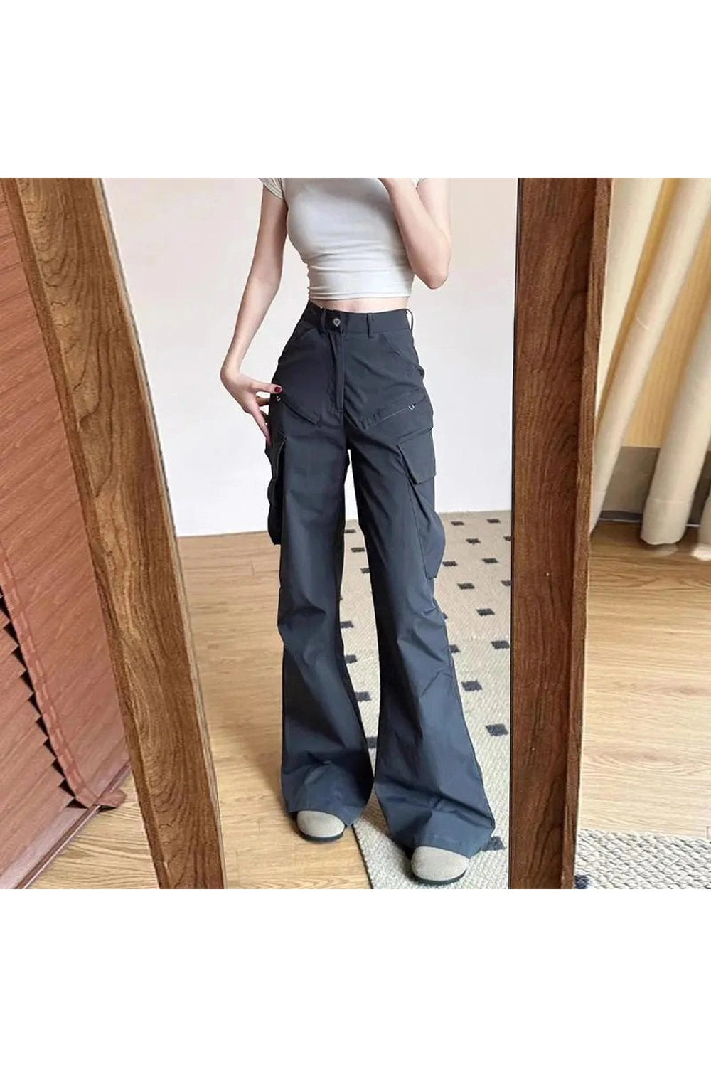 New Style Trends - Y2k Midnight Cargo Flare Pants - Outfit Ideas New Style Trends - Y2k Midnight Cargo Flare Pants - Outfit Ideas