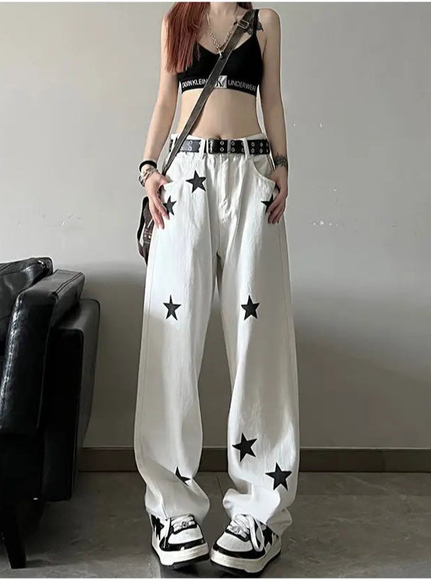 New Style Trends - Y2k Star Print High Waist Jeans - Outfit Ideas