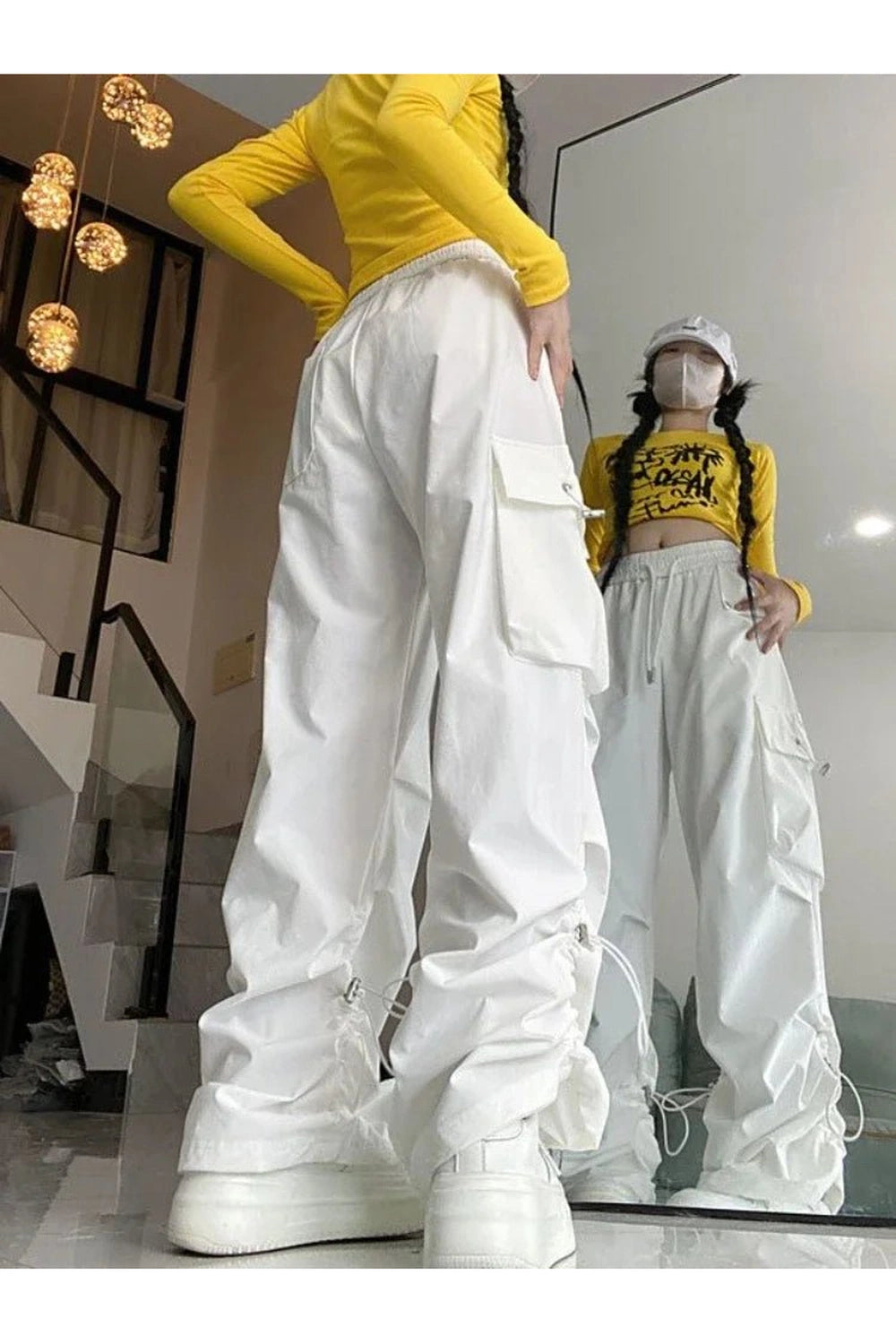 New Style Trends - Y2k White Cargo Parachute Pants - Outfit Ideas New Style Trends - Y2k White Cargo Parachute Pants - Outfit Ideas