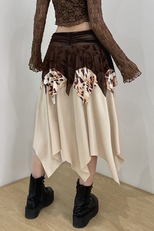 New Style Trends Edit, Tribal Leopard Print Asymmetrical Midi Skirt