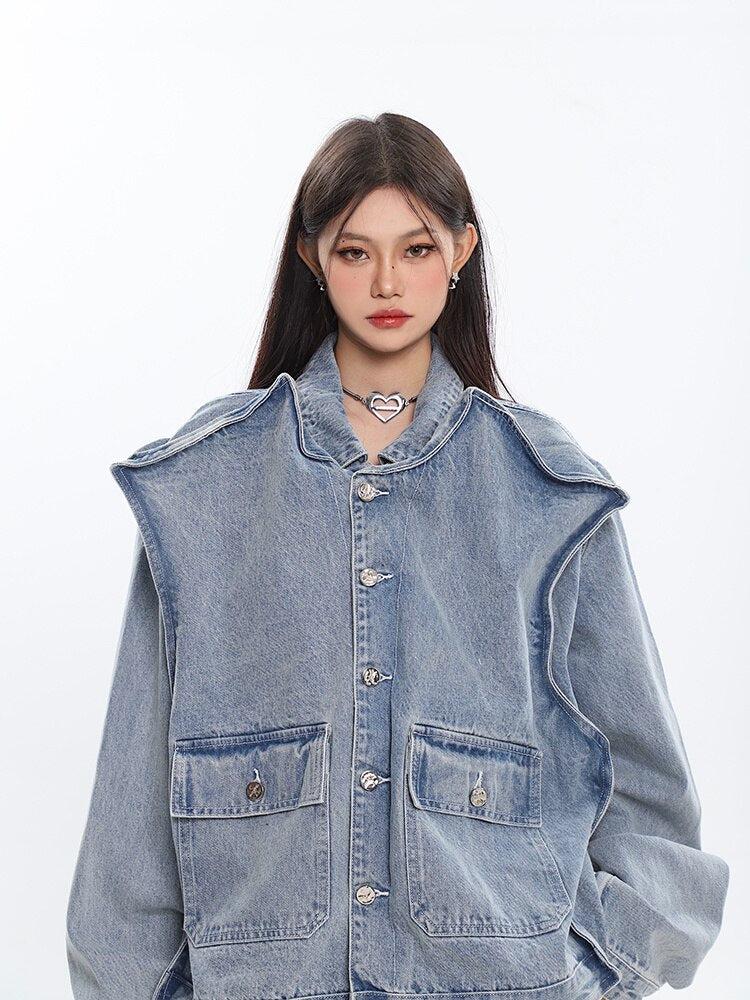 Style Core Aesthetics, New Style Trends - Asymmetric Design Denim Jacket
