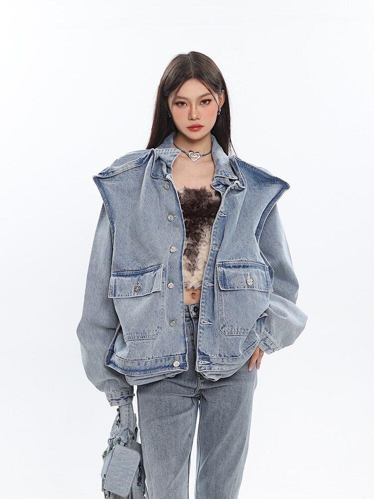 Style Core Aesthetics, New Style Trends - Asymmetric Design Denim Jacket