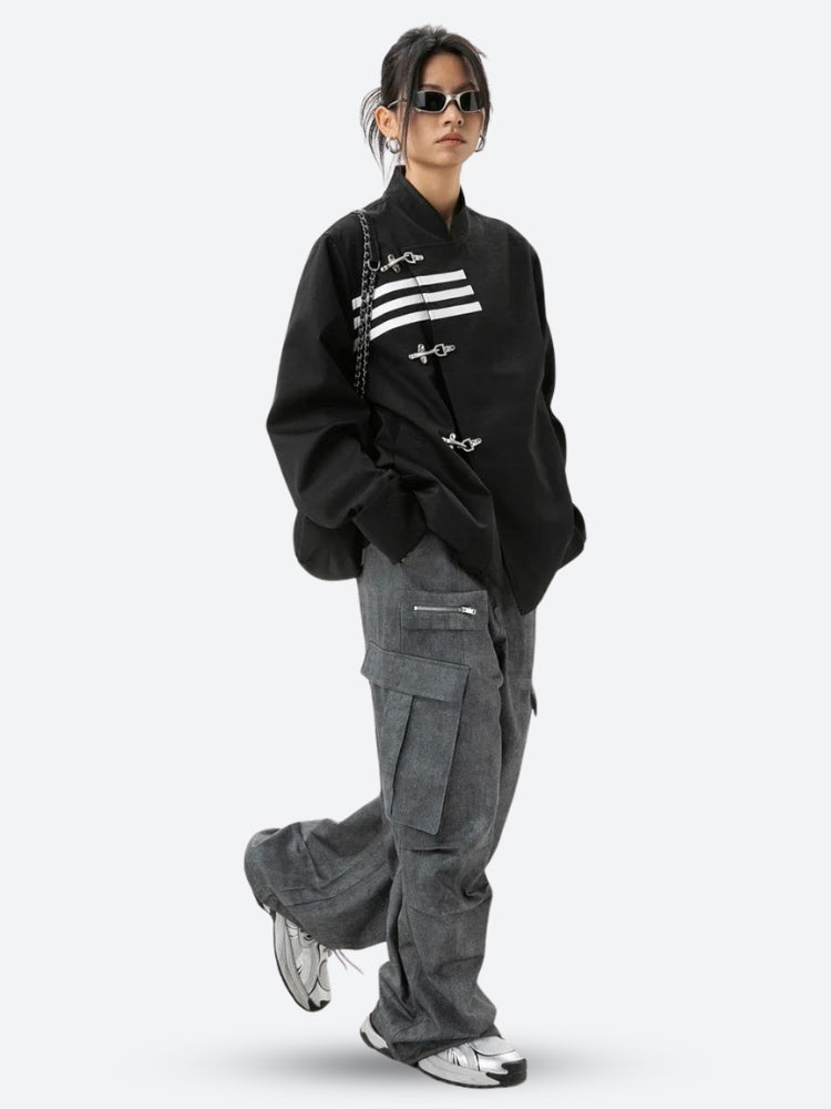 Style Core Aesthetics, New Style Trends - Asymmetric Frog Button Jacket Style Core Aesthetics, New Style Trends - Asymmetric Frog Button Jacket