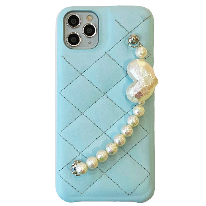 Style Core Aesthetics, New Style Trends - Baby Blue Pearl Chain iPhone Case
