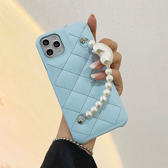Style Core Aesthetics, New Style Trends - Baby Blue Pearl Chain iPhone Case