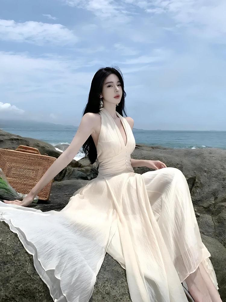 Style Core Aesthetics, New Style Trends - Backless Halter Neck Maxi Dress Style Core Aesthetics, New Style Trends - Backless Halter Neck Maxi Dress