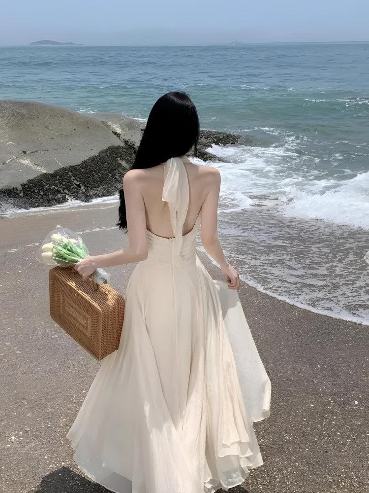 Style Core Aesthetics, New Style Trends - Backless Halter Neck Maxi Dress