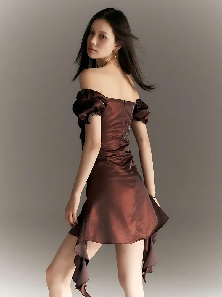 Style Core Aesthetics, New Style Trends - Balloon Sleeve Ruched Mini Dress