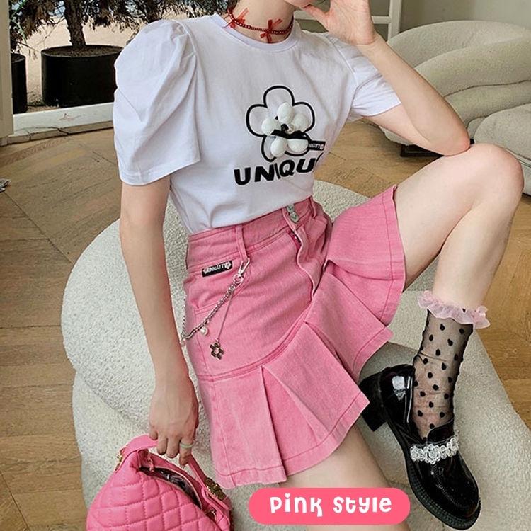 Style Core Aesthetics, New Style Trends - Barbie Pleated Denim Mini Skirt