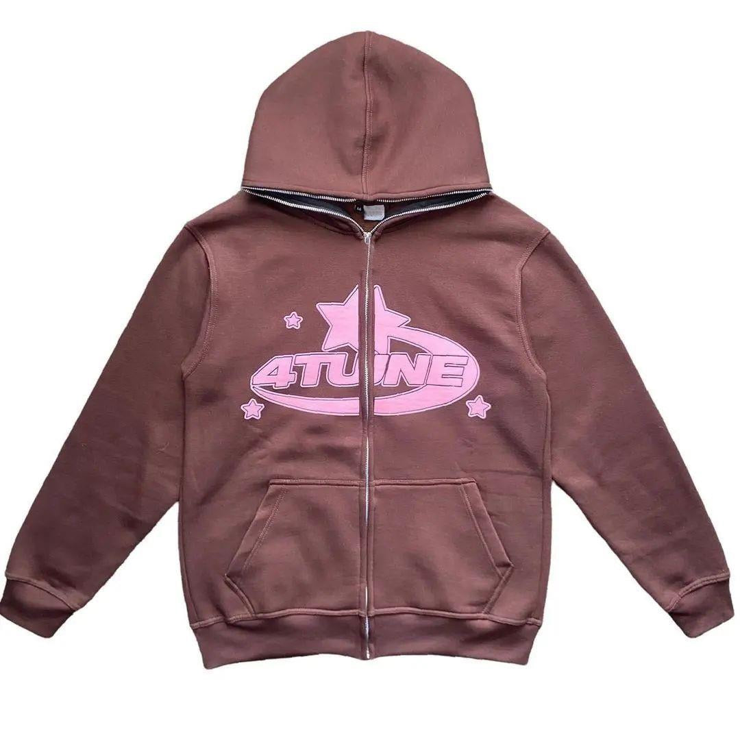 Style Core Aesthetics, New Style Trends - Brown full zip hoodie