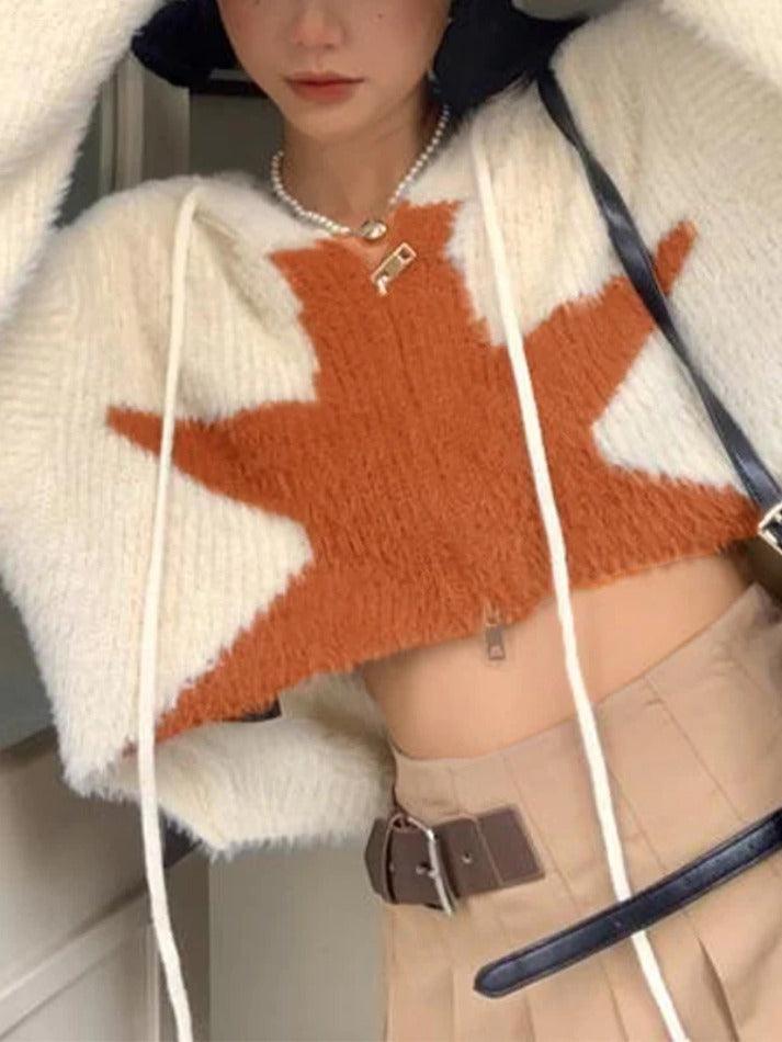 Style Core Aesthetics, New Style Trends - Cardigan ample court à capuche étoilé Style Core Aesthetics, New Style Trends - Cardigan ample court à capuche étoilé