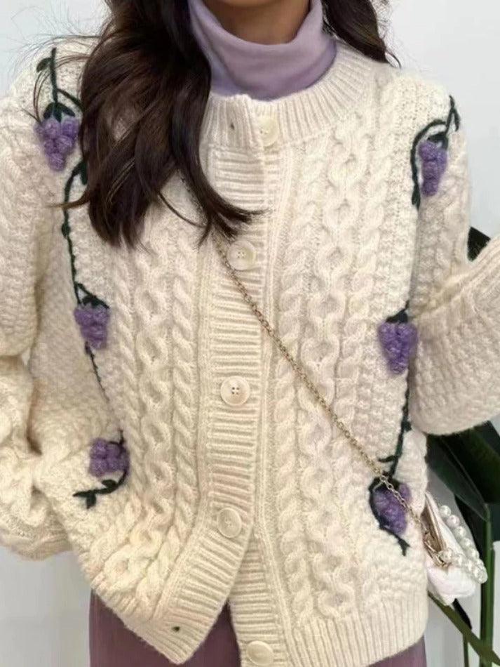 Style Core Aesthetics, New Style Trends - Cardigan à décor de tricot au crochet de raisin