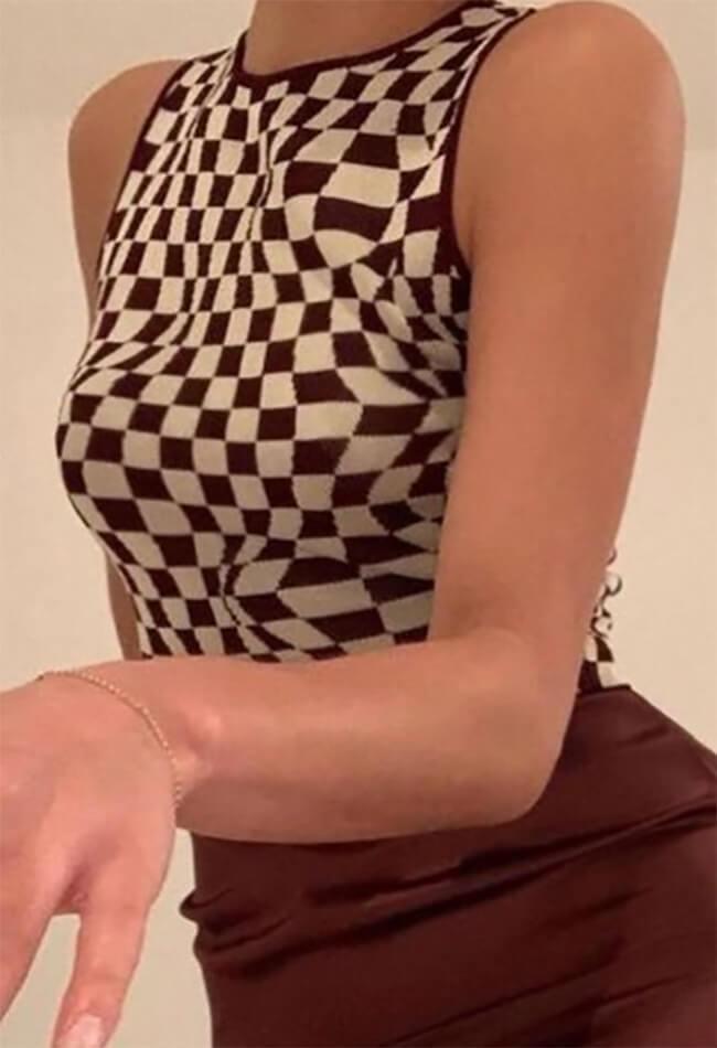 Style Core Aesthetics, New Style Trends - Checkered Print Crop Tank Top