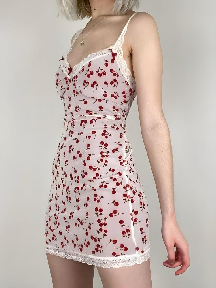 Style Core Aesthetics, New Style Trends - Coquette Cherry Mini Dress