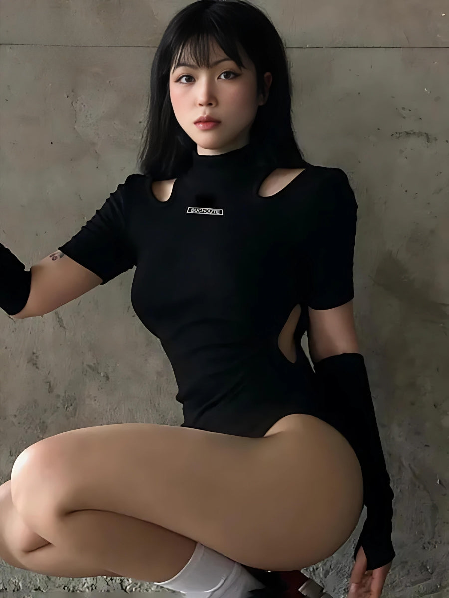 Style Core Aesthetics, New Style Trends - Cyberpunk Cut Out Corduroy Bodysuit