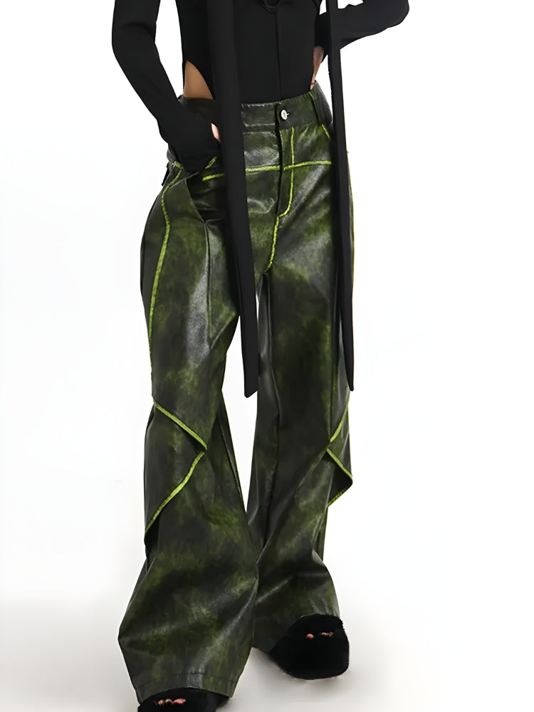 Style Core Aesthetics, New Style Trends - Cyberpunk Forest Faux Leather Pants