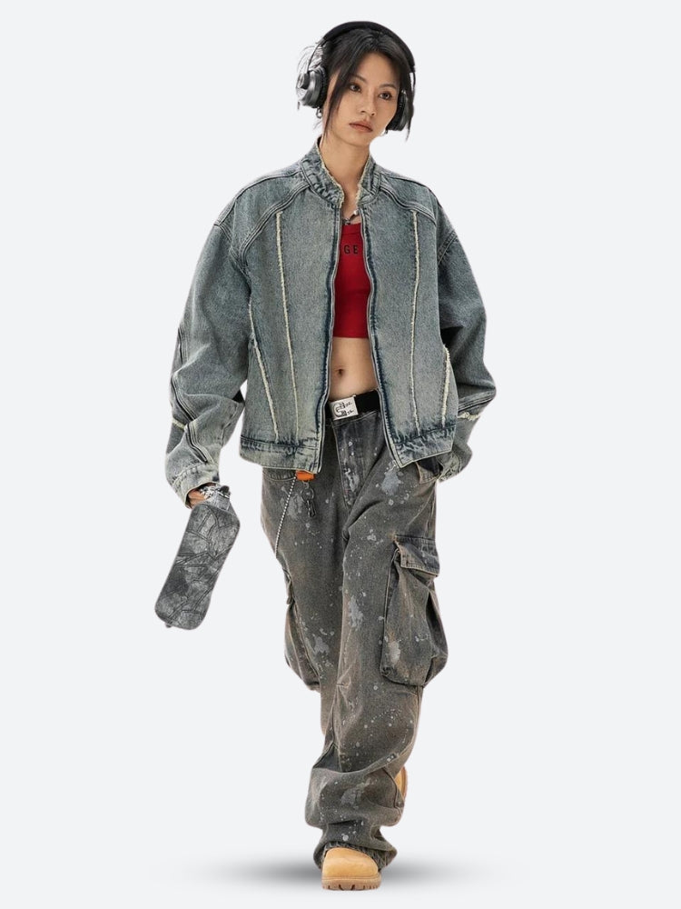 Style Core Aesthetics, New Style Trends - Cyberpunk Zip-Up Denim Jacket