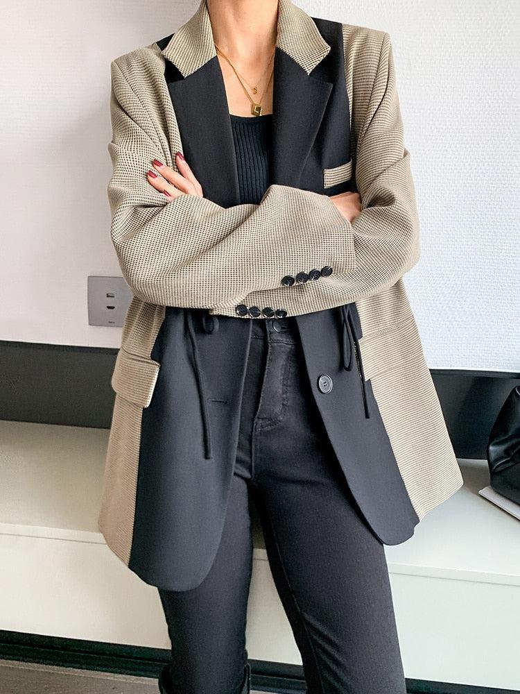 Style Core Aesthetics, New Style Trends - Dark Academia Double Color Blazer Style Core Aesthetics, New Style Trends - Dark Academia Double Color Blazer