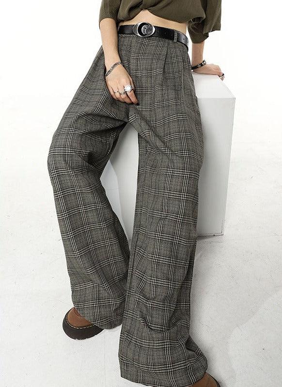 Style Core Aesthetics, New Style Trends - Dark Academia Wide Leg Plaid Pants