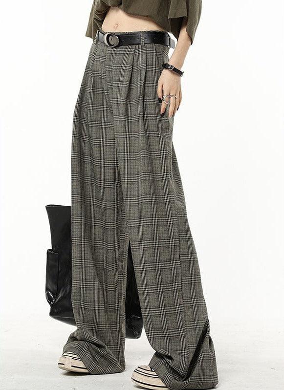 Style Core Aesthetics, New Style Trends - Dark Academia Wide Leg Plaid Pants