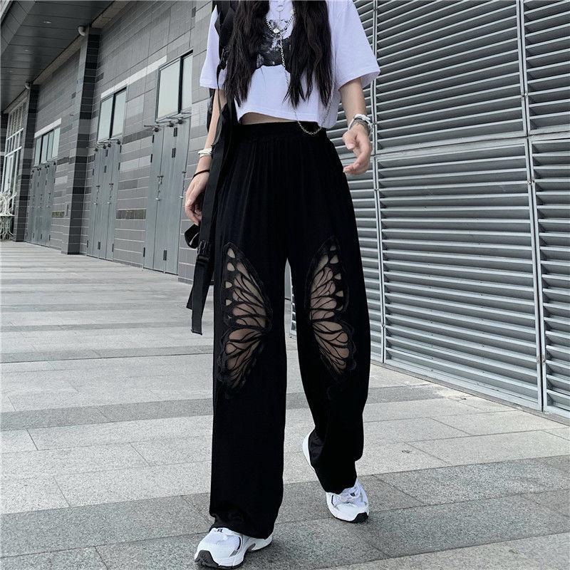Style Core Aesthetics, New Style Trends - Elasticated Waist Butterfly Cut-Out Pants