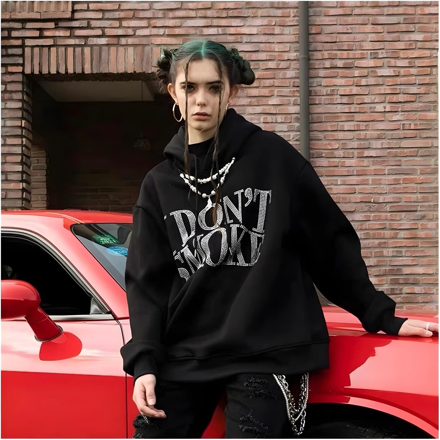 Style Core Aesthetics, New Style Trends - I Don't Smoke Rhinestone Hoodie