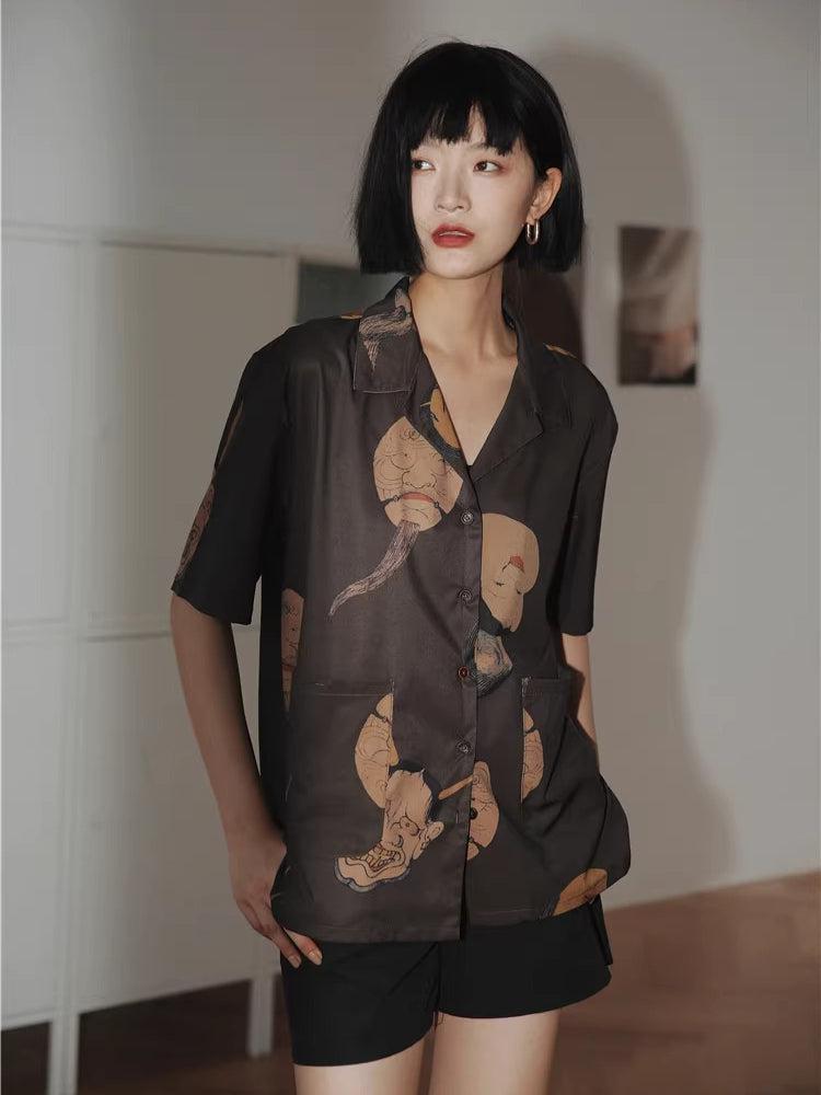 Style Core Aesthetics, New Style Trends - Japanese Art Short Sleeve Blouse