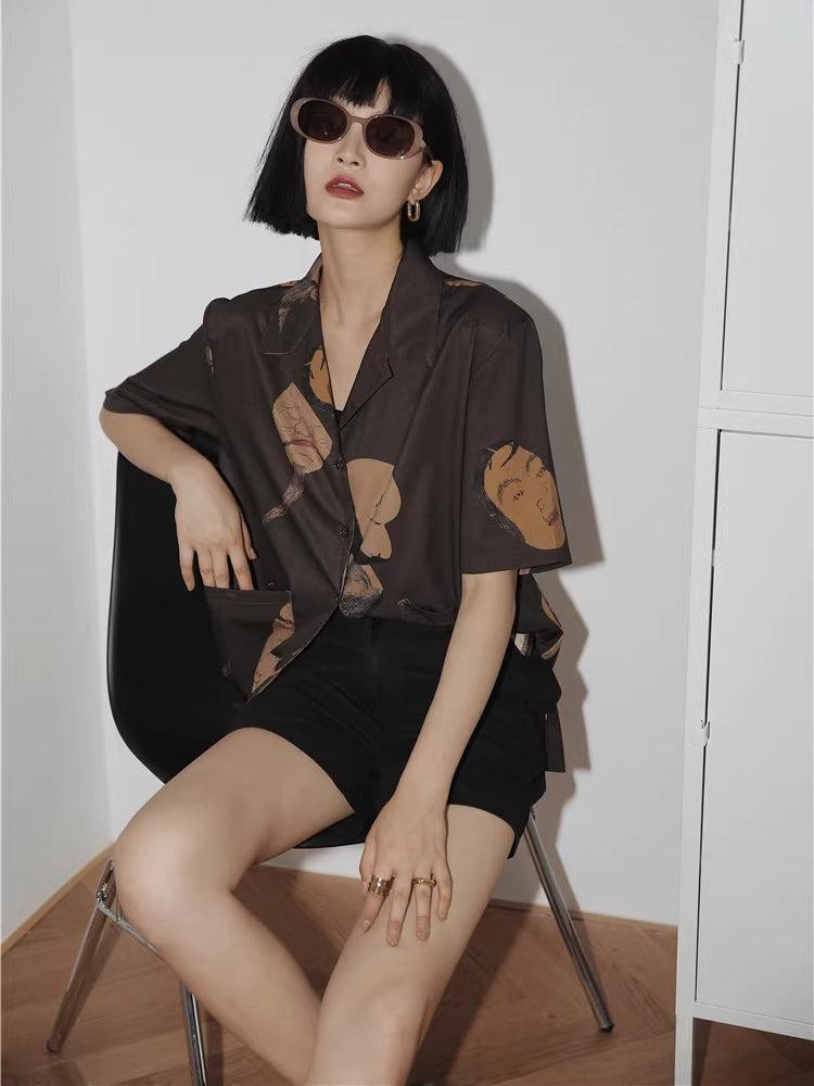 Style Core Aesthetics, New Style Trends - Japanese Art Short Sleeve Blouse