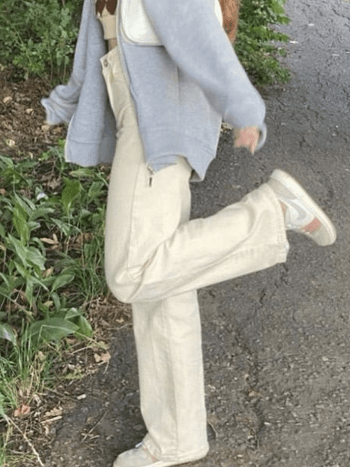 Style Core Aesthetics, New Style Trends - Jean boyfriend blanc délavé