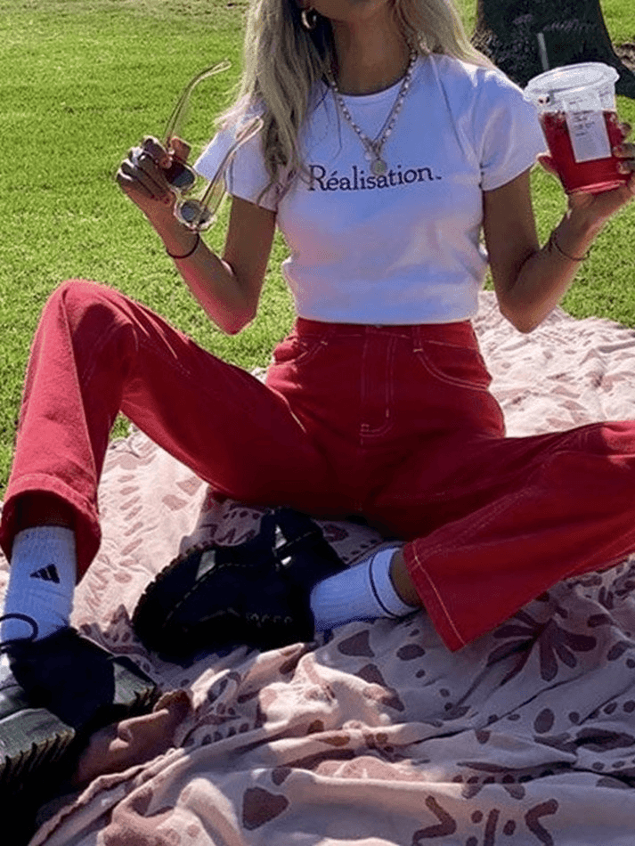 Style Core Aesthetics, New Style Trends - Jean boyfriend délavé à détails cousus