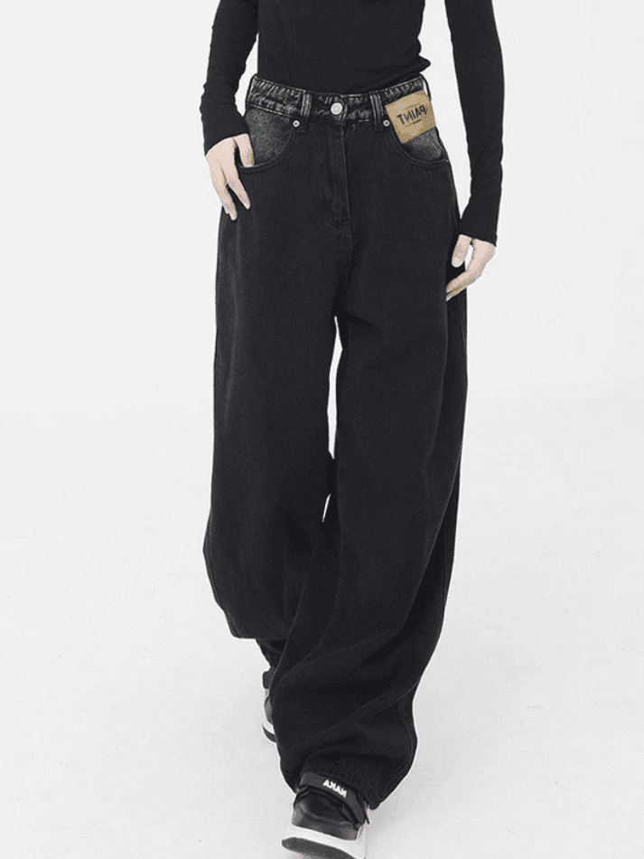 Style Core Aesthetics, New Style Trends - Jean boyfriend noir rétro délavé