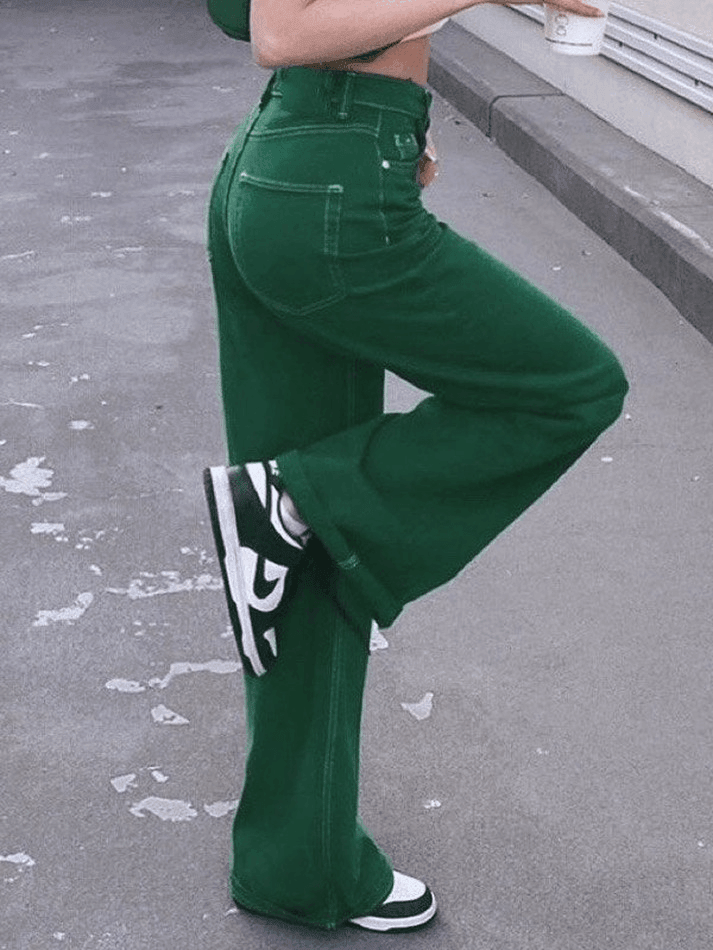 Style Core Aesthetics, New Style Trends - Jean boyfriend vintage délavé vert