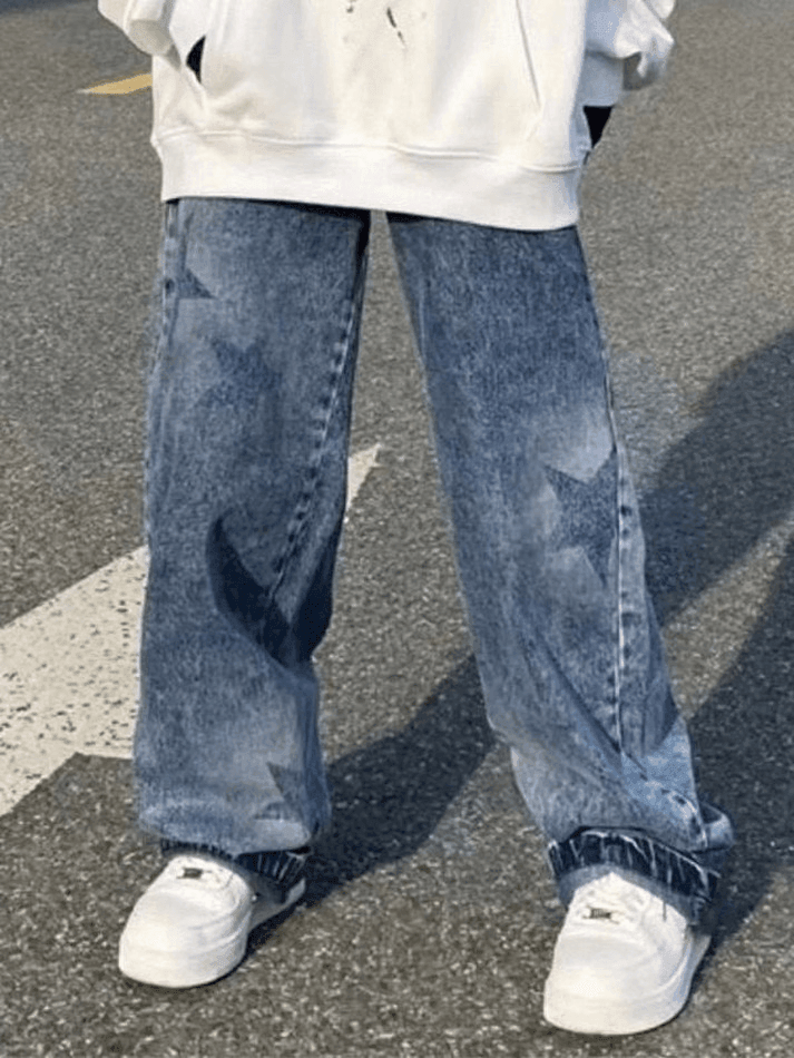 Style Core Aesthetics, New Style Trends - Jean boyfriend vintage à imprimé étoiles