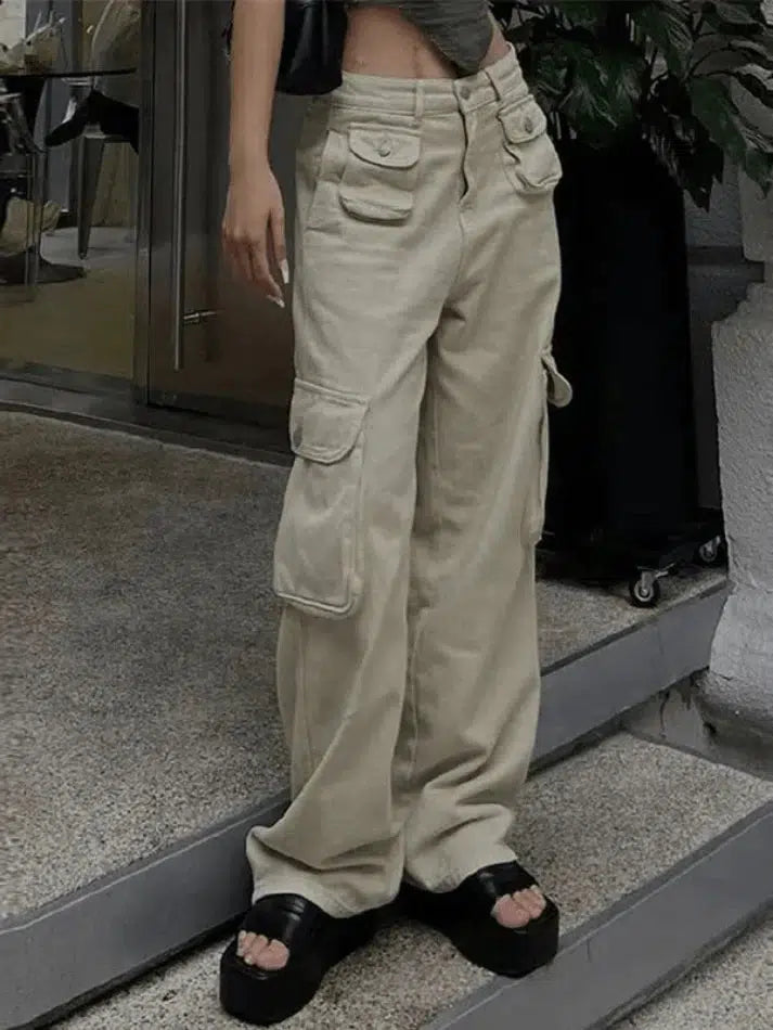 Style Core Aesthetics, New Style Trends - Jean cargo baggy kaki vintage