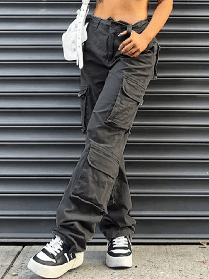 Style Core Aesthetics, New Style Trends - Jean cargo baggy vintage à poches plaquées