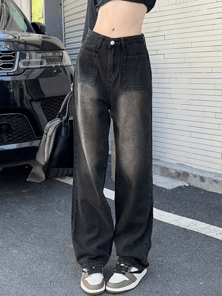 Style Core Aesthetics, New Style Trends - Jean cargo droit vintage délavé