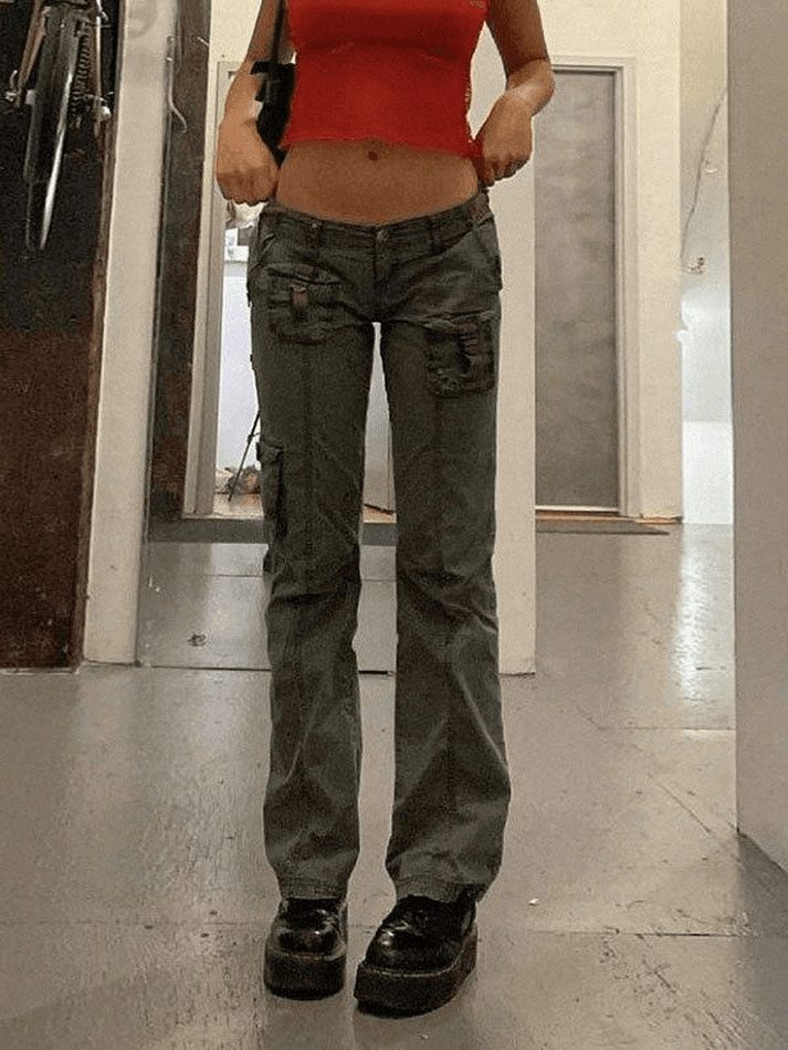 Style Core Aesthetics, New Style Trends - Jean cargo vintage avec poche à boucle