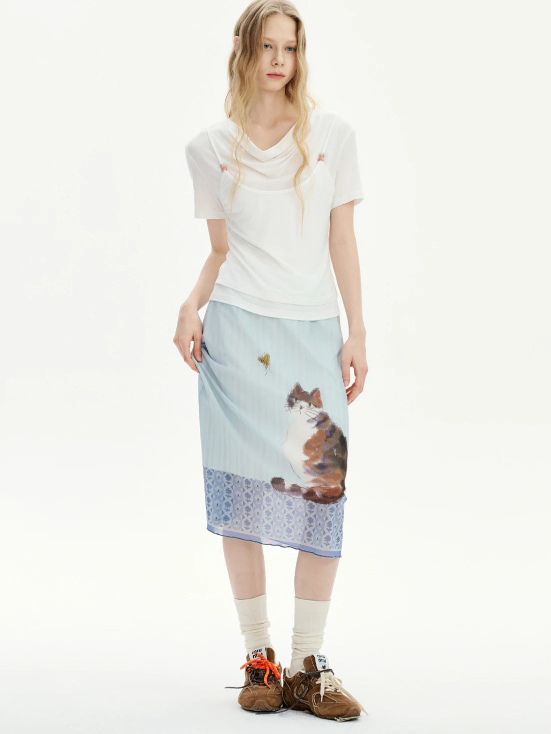 Style Core Aesthetics, New Style Trends - Jupe mi-longue Chat Style Soft Girl Style Core Aesthetics, New Style Trends - Jupe mi-longue Chat Style Soft Girl