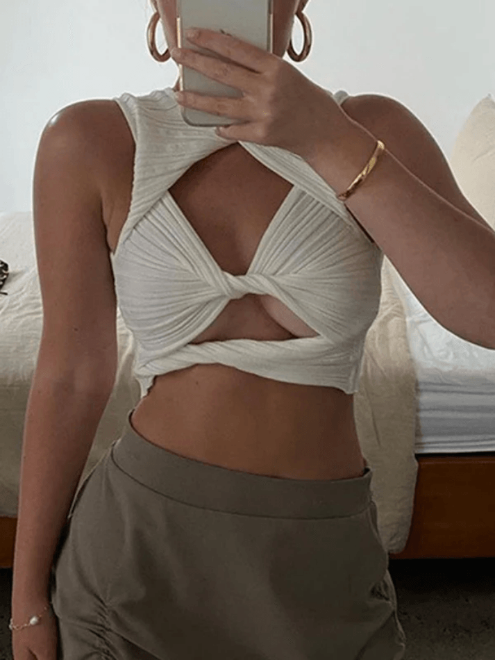 Style Core Aesthetics, New Style Trends - Kink Cutout White Tank Top