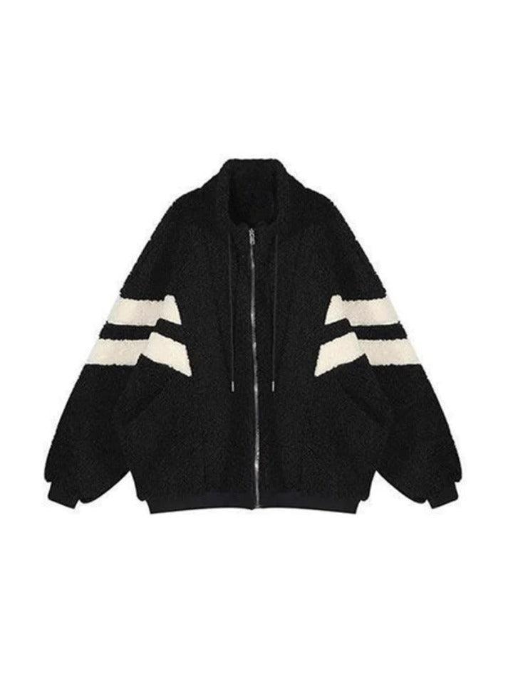 Style Core Aesthetics, New Style Trends - Lambswool Stripe Splice Jacket Style Core Aesthetics, New Style Trends - Lambswool Stripe Splice Jacket