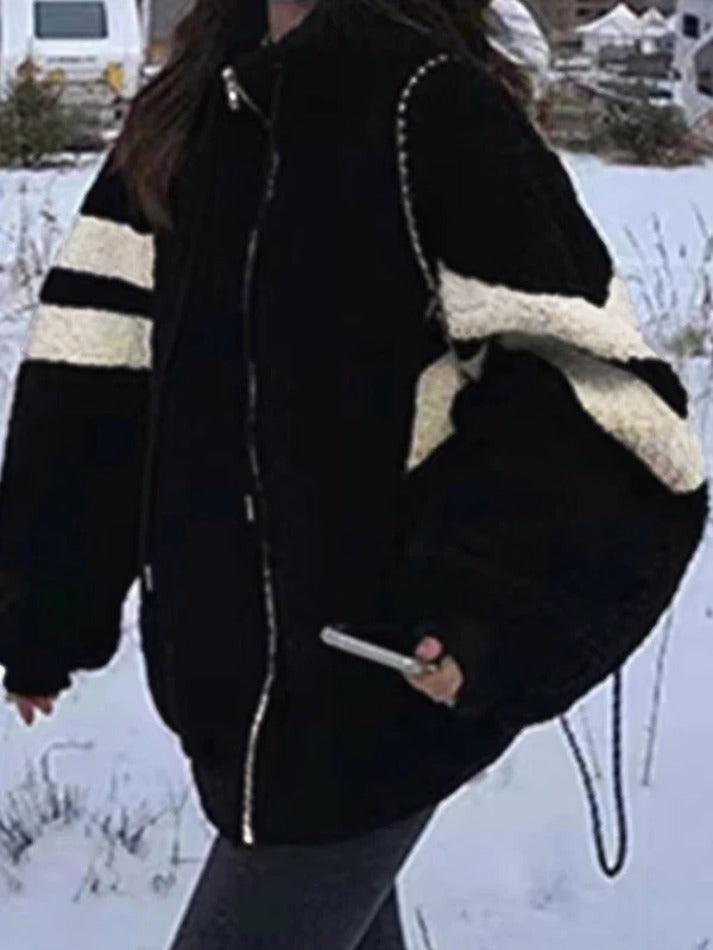 Style Core Aesthetics, New Style Trends - Lambswool Stripe Splice Jacket