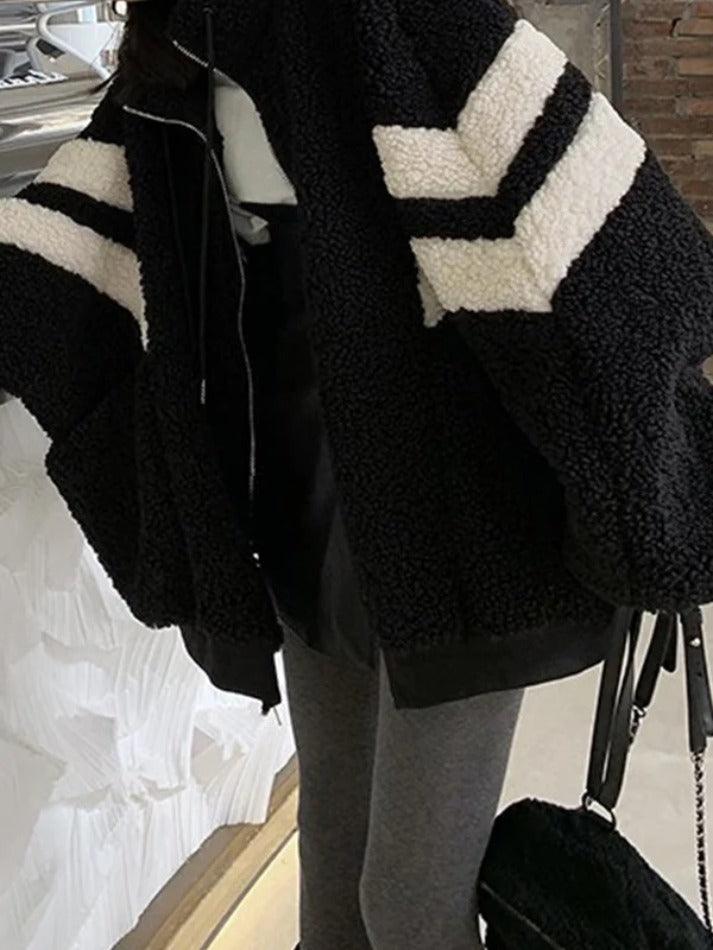 Style Core Aesthetics, New Style Trends - Lambswool Stripe Splice Jacket