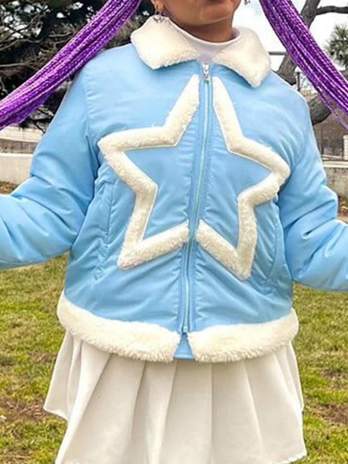 Style Core Aesthetics, New Style Trends - Plush Star Trim Design Jacket
