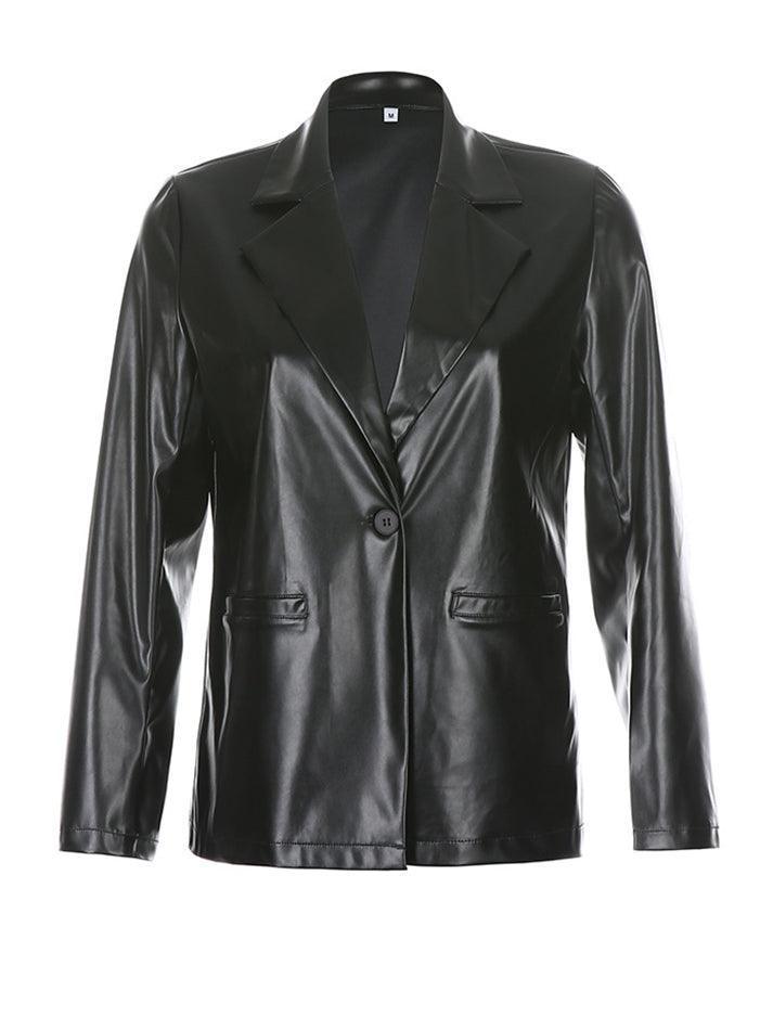 Style Core Aesthetics, New Style Trends - PU Leather Casual Blazer Jacket