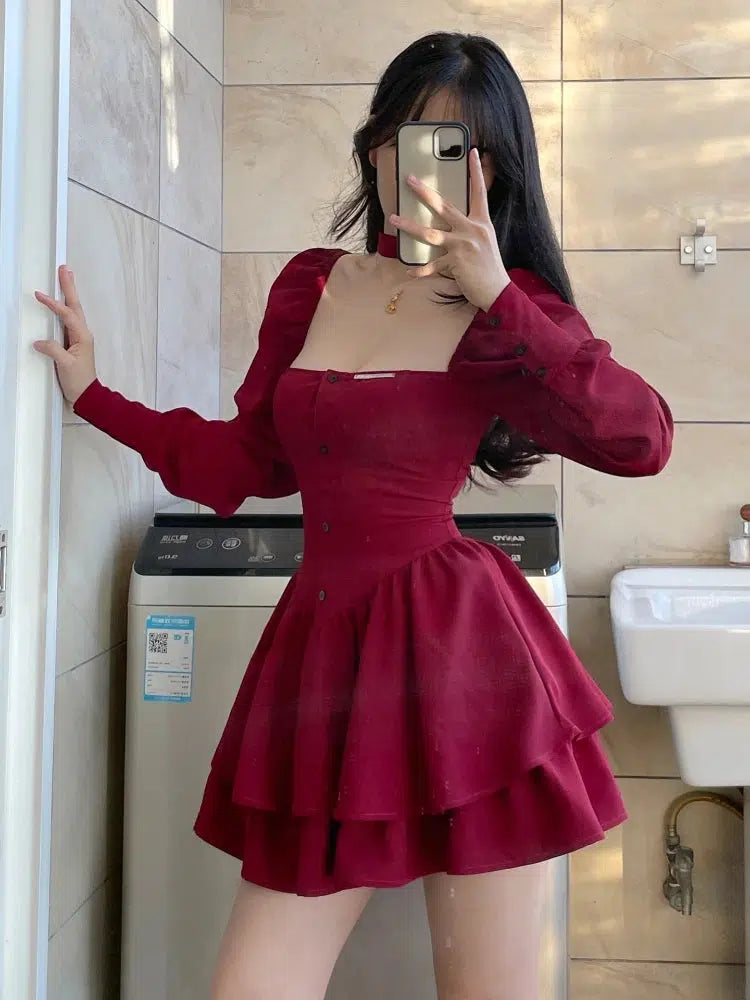 Style Core Aesthetics, New Style Trends - Ruffled Layered Corset Mini Dress