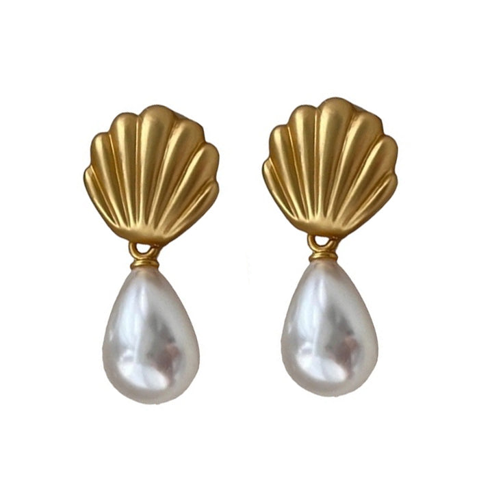 Style Core Aesthetics, New Style Trends - Shell Pearl Drop Earrings
