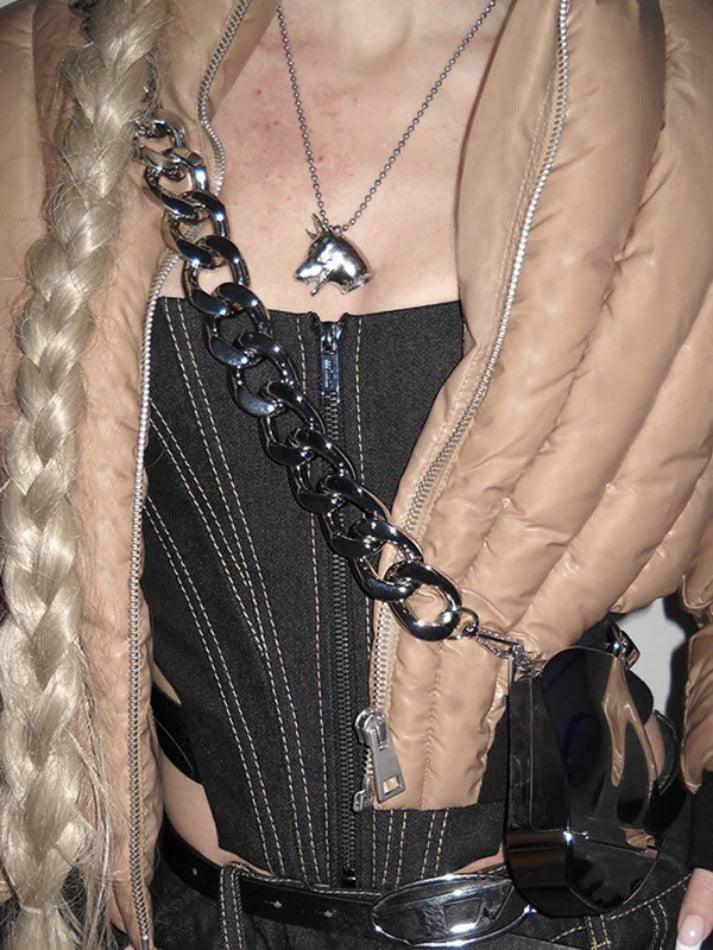 Style Core Aesthetics, New Style Trends - Solid Collar Neck Slim Zip Up Short Jacket