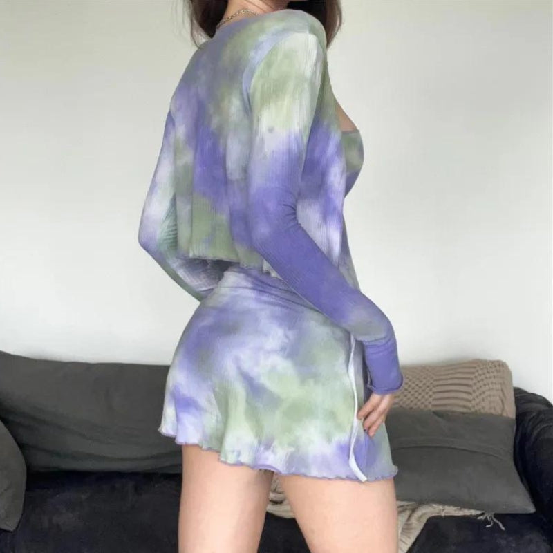 Style Core Aesthetics, New Style Trends - Tie Dye Bolero Mini Dress