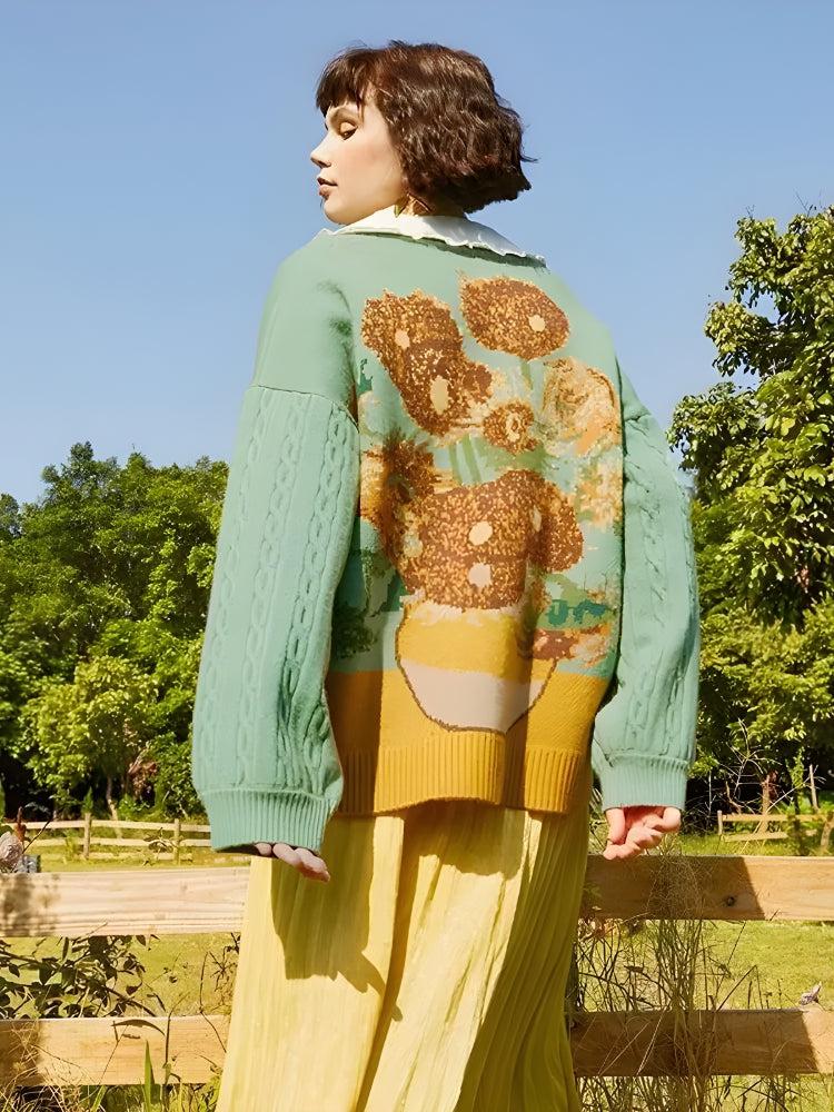 Style Core Aesthetics, New Style Trends - Van Gogh Sunflowers Cardigan