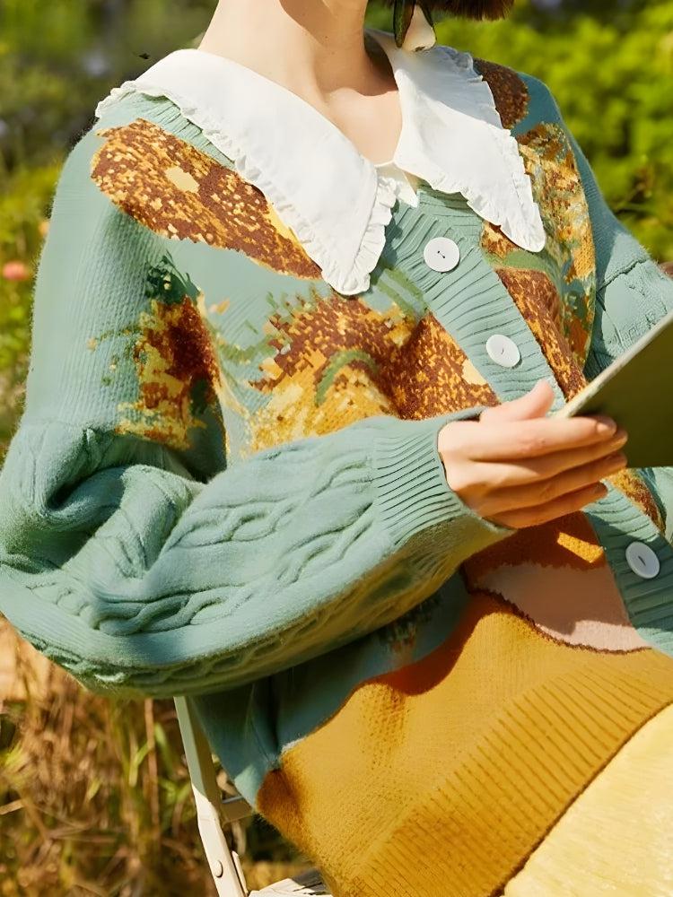 Style Core Aesthetics, New Style Trends - Van Gogh Sunflowers Cardigan